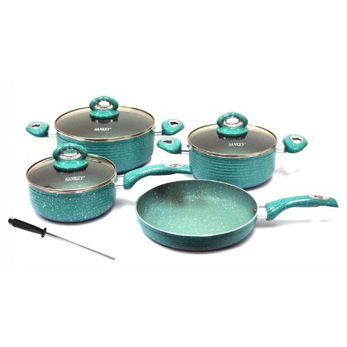 JUEGO DE OLLAS 8 PIEZAS CERAMICA VERDE SANKEY
