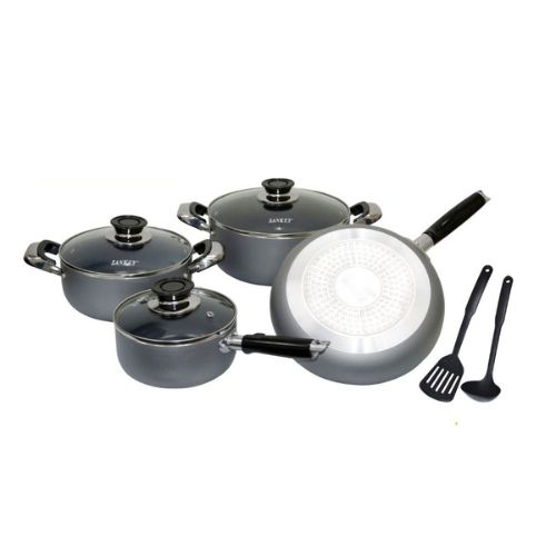 JUEGO DE OLLAS 9 PIEZAS GRIS SANKEY