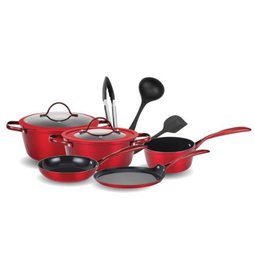 JUEGO DE OLLAS 10 PIEZAS ROJO SANKEY